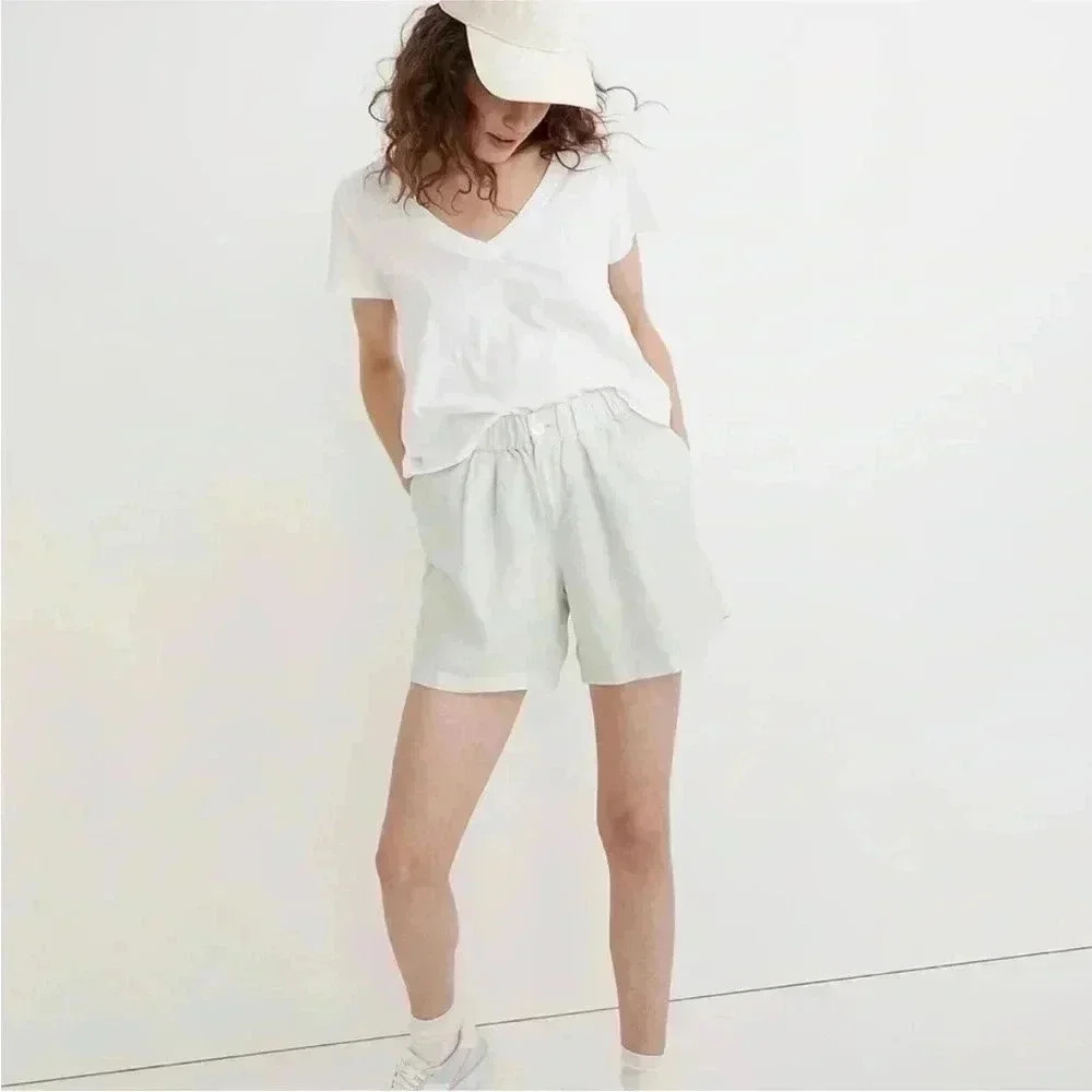 Madewell Linen-Blend Pull-On Pleated Shorts: Earth-Dyed Edition Sz XS